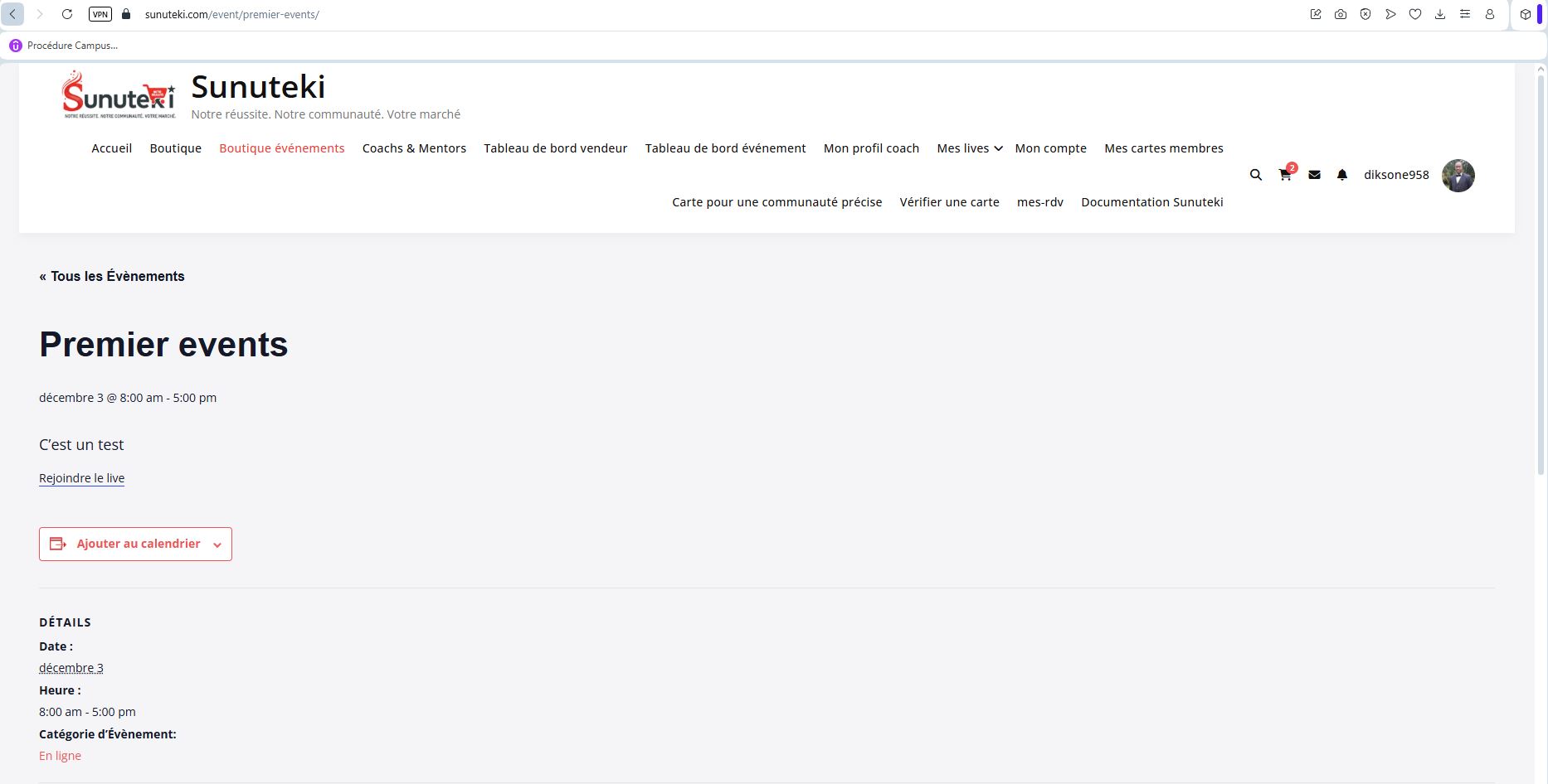 Liste des billets de l’évènement