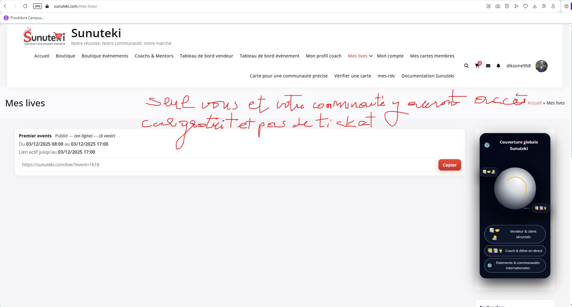 Paramètres avancés du billet